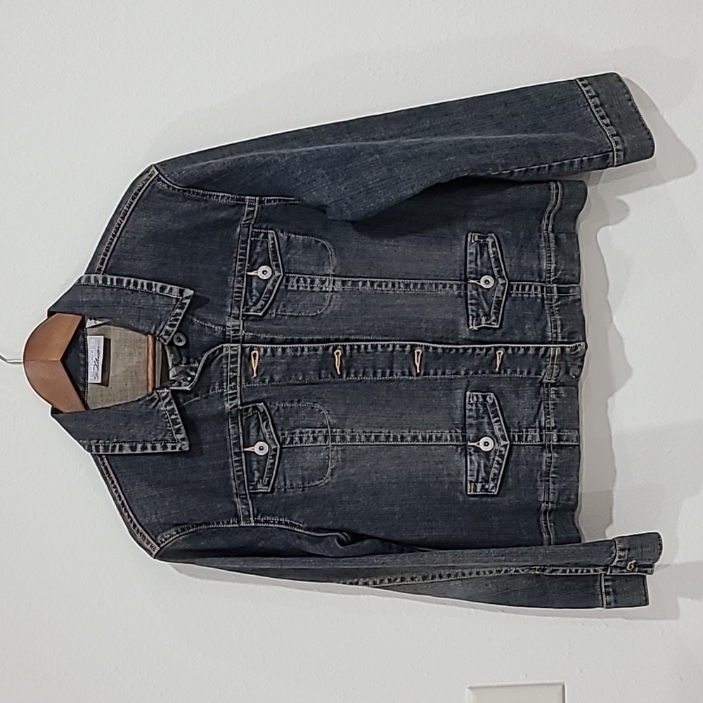 Chicos Platinum Jean Jacket Women's Size 1